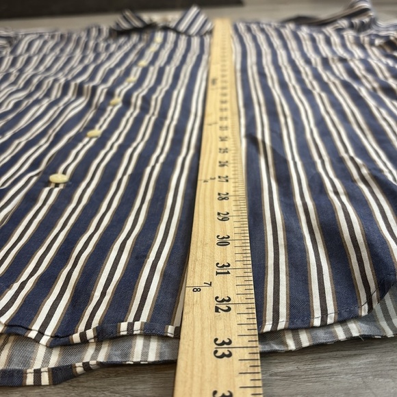 Peter Millar Navy Striped Button Down long sleeve Shirt Sz XL - Picture 5 of 7